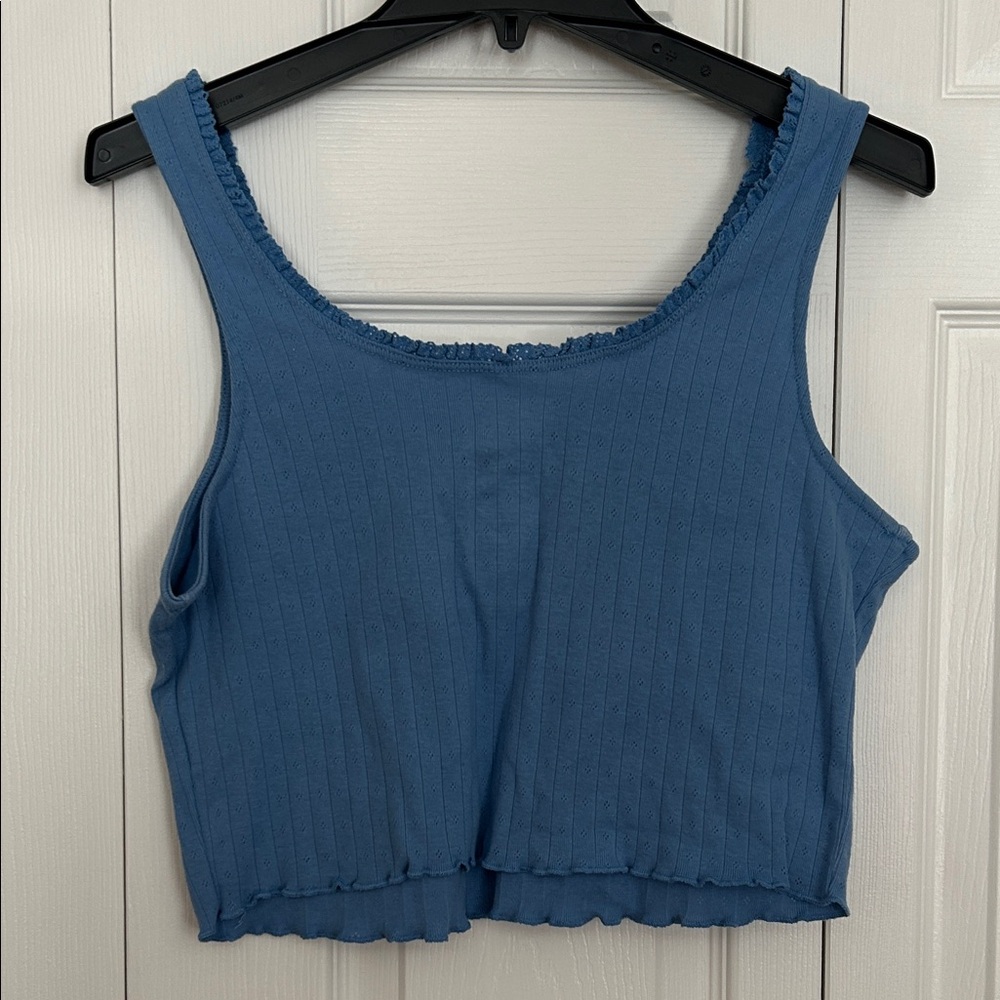 SO Blue Ribbed Tank Top - Picture 4 of 4